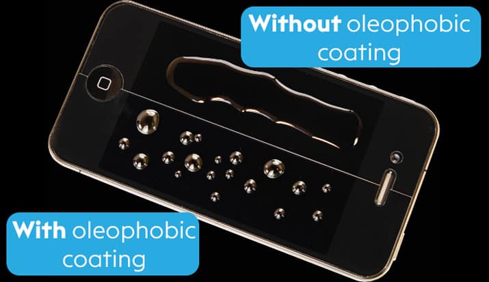 phone with oleophobic coating vs without oleophobic coating